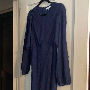 Navy blue midi dress textured dots eri + Ali